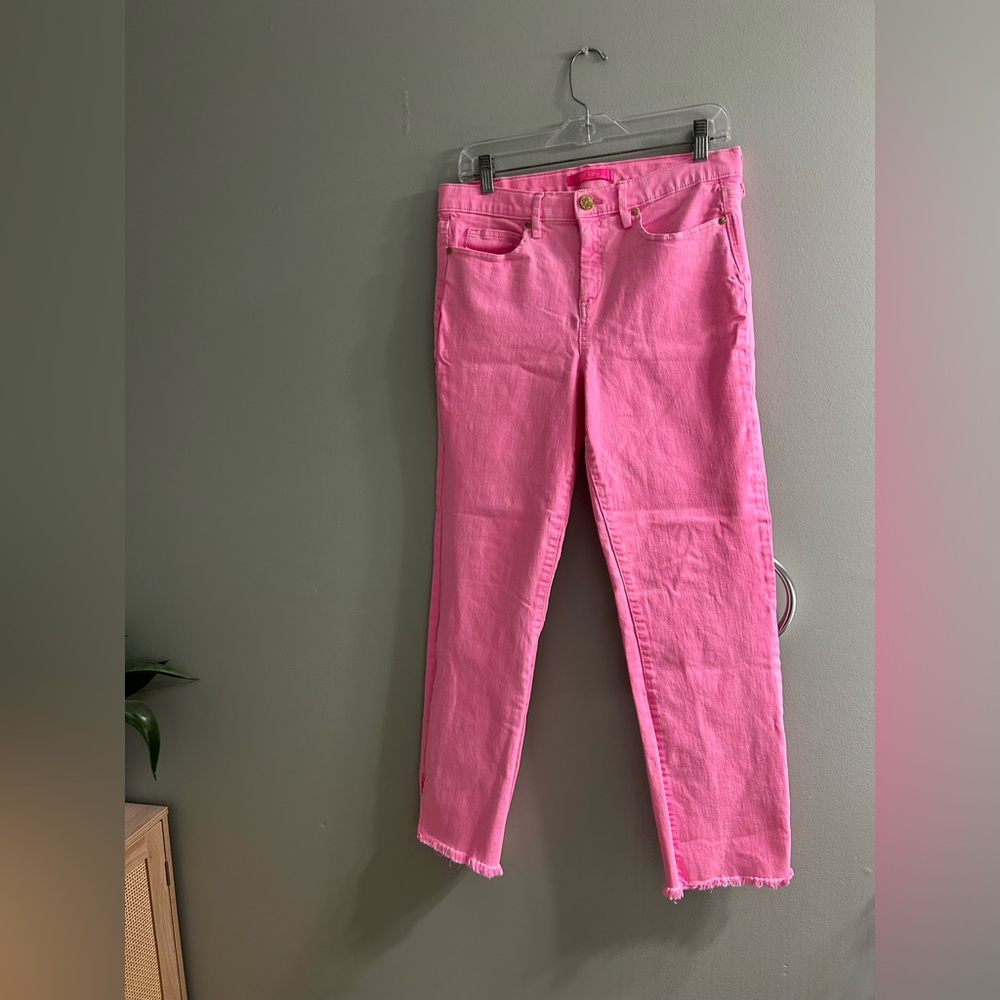 Lilly Pulitzer pink ankle slit jeans skinny pants